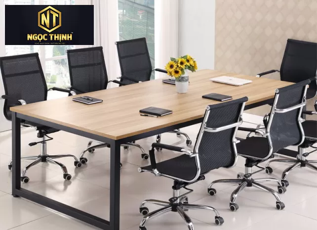 cụm bàn làm việc-bàn họp thiết kế đơn giản hình chữ nhật